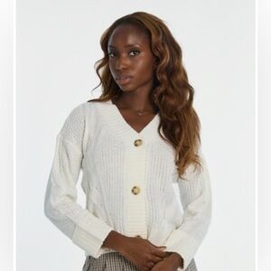 Bluenotes Cream Button-Up Cardigan